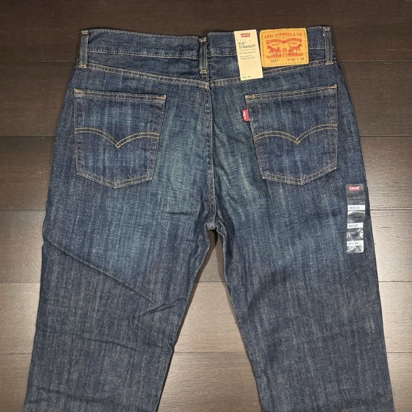 Levi's 514 Straight Dark Denim Jeans Size 34 x 30 Zip Fly Red Tab 104 - Picture 5 of 7